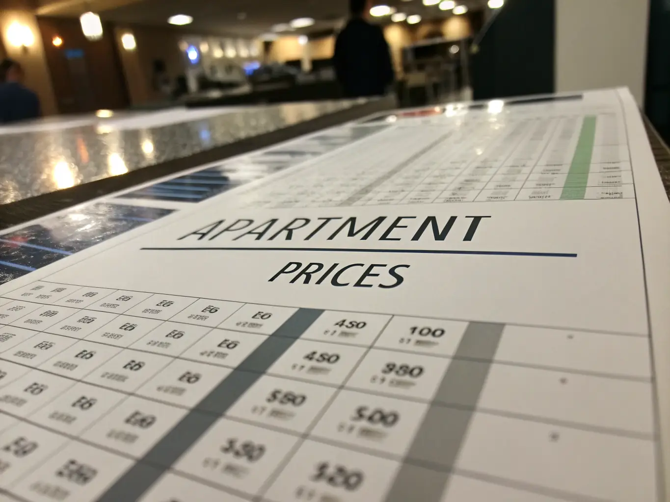 A photograph depicting a clear and concise pricing chart for a real estate project, emphasizing transparent pricing policies.